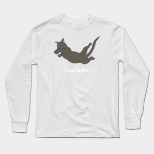 Free Falling Grey Cat Long Sleeve T-Shirt